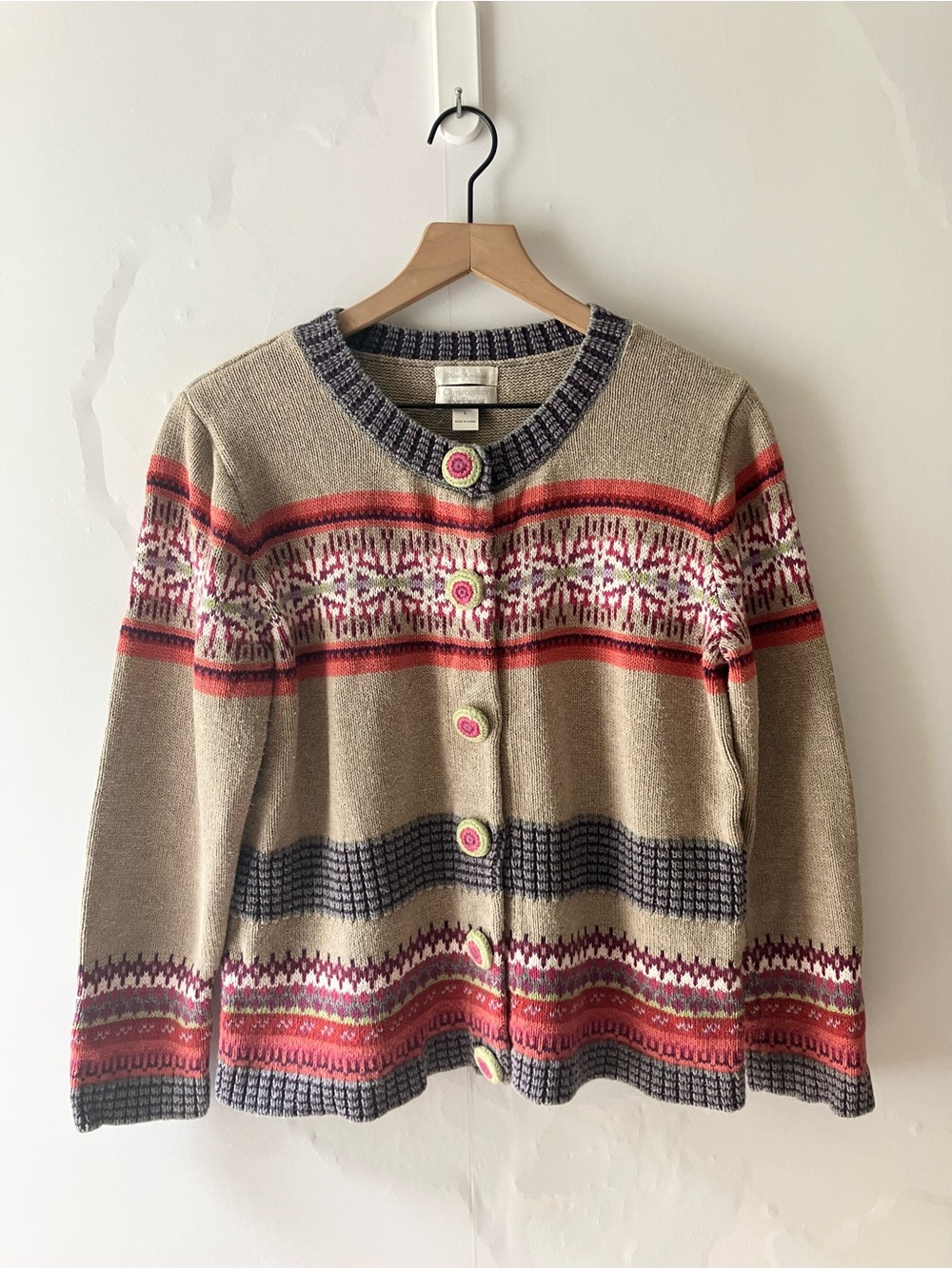 CHRISTOPHER & BANKS Hand Crocheted Knit Cardigan Sweater**